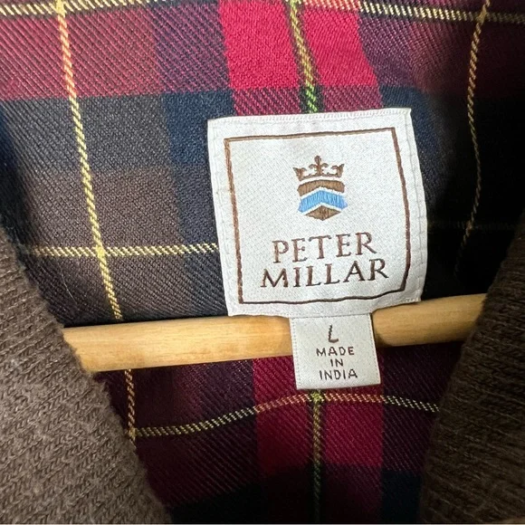 Peter Millar Leather Plaid Lined Bomber Jacket